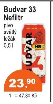COOP DISKONT Budvar 33 Nefiltr nabídka