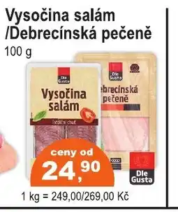 COOP DISKONT Vysočina salám /Debrecínská pečeně nabídka