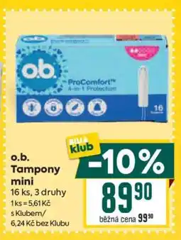 Billa o.b. Tampony mini nabídka