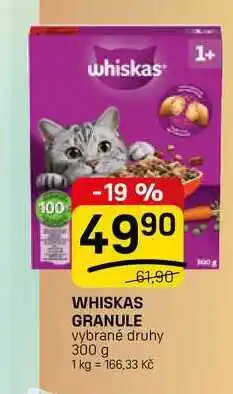 Flop WHISKAS GRANULE vybrané druhy nabídka