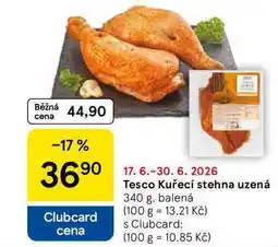 Tesco Tesco Kuřecí stehna uzená, 340 g, balená nabídka