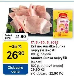 Tesco Krásno Amálka Šunka nejvyšší jakosti, 100g, balená nabídka