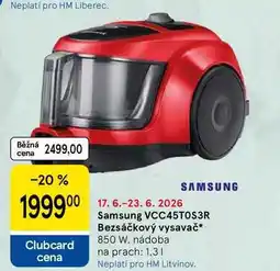 Tesco Samsung VCC45TOS3R Bezsáčkový vysavač, 850 W, nádoba na prach nabídka