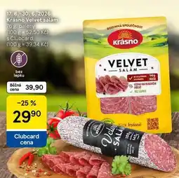 Tesco Krásno Velvet salám, 76 g, balený nabídka