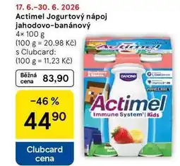 Tesco Actimel Jogurtový nápoj jahodovo-banánový, 4× nabídka