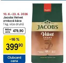 Tesco Jacobs Velvet zrnková káva, 1 kg, více druhů nabídka