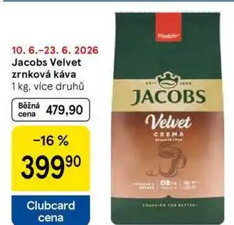 Tesco Jacobs Velvet zrnková káva, 1 kg, více druhů nabídka
