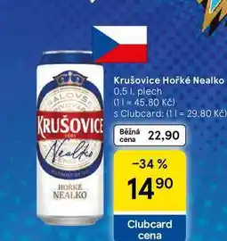 Tesco Krušovice Hořké Nealko, 0.5 l, plech nabídka