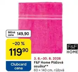 Tesco F&F Home Plážová osuška, 60 x 140 cm, růžová nabídka
