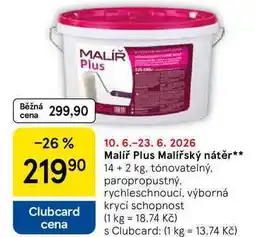 Tesco Malíř Plus Malířský nátěr, 14+2 kg, tónovatelný nabídka