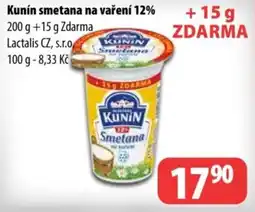 Partner Maloobchodní síť KUNÍN Smetana na vaření 12% nabídka