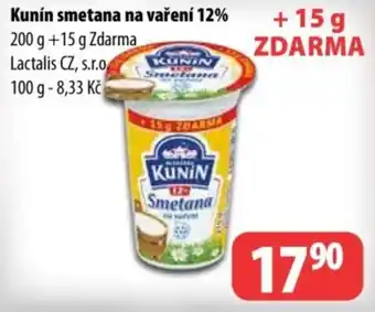 Partner Maloobchodní síť KUNÍN Smetana na vaření 12% nabídka