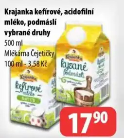 Partner Maloobchodní síť KRAJANKA Kefírové, acidofilní mléko, podmáslí vybrané druhy nabídka