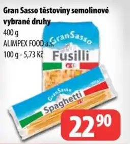 Partner Maloobchodní síť GRAN SASSO Těstoviny semolinové vybrané druhy nabídka
