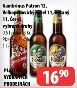 Partner Maloobchodní síť Gambrinus patron 12, velkopopovický kozel 11, rezaný 11, černý vybrané druhy nabídka