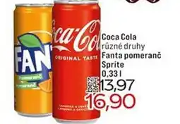 Jip Coca Cola různé druhy Fanta pomeranč Sprite nabídka
