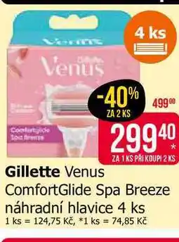 Teta Gillette Venus ComfortGlide Spa Breeze náhradní hlavice 4 ks nabídka