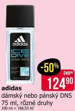 Teta adidas dámský nebo pánský DNS 75 ml, různé druhy nabídka