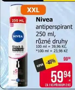 Teta Nivea antiperspirant 250 ml, různé druhy nabídka