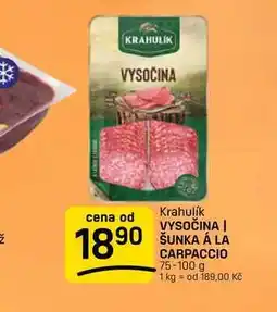 Flop VYSOČINA | ŠUNKA Á LA CARPACCIO nabídka