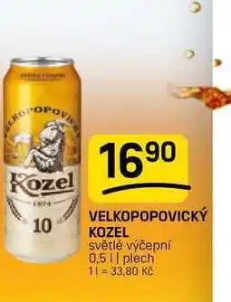Flop VELKOPOPOVICKÝ KOZEL světlé výčepní 0,5 || plech nabídka