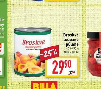 Billa Broskve loupané půlené nabídka