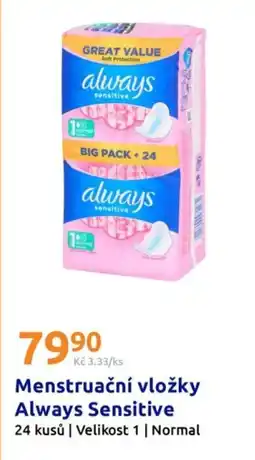 Action Menstruační vložky Always Sensitive nabídka