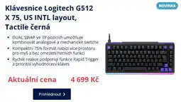 Datart Klávesnice Logitech G512 X 75, US INTL layout, Tactile černá nabídka
