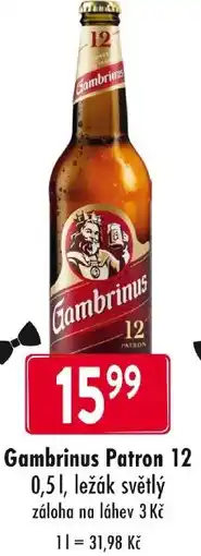 Qanto Gambrinus Patron 12, ležák světlý nabídka