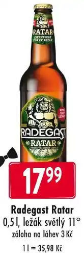 Qanto Radegast Ratar, ležák světlý 11° nabídka