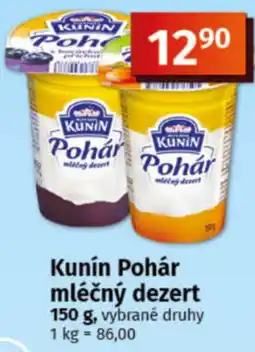COOP TIP Kunín Pohár mléčný dezert nabídka