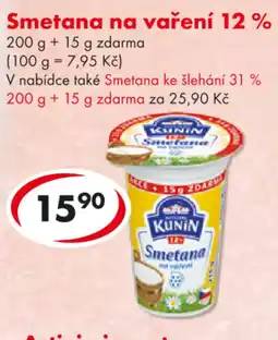 CBA KUNIN Smetana na vaření 12% nabídka