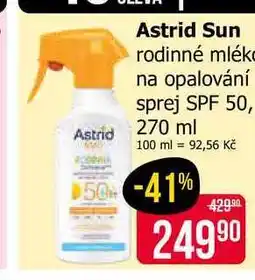 Teta Astrid Sun rodinné mlék na opalování sprej SPF 50 nabídka