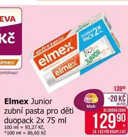 Teta Elmex Junior zubní pasta pro děti duopack nabídka