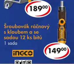 CBA Šroubovák ráčnový s kloubem a se sadou 12 ks bitů nabídka