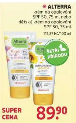 Rossmann ALTERRA krém na opalování SPF 50, 75 ml nebo dětský krém na opalování SPF 50, 75 ml nabídka