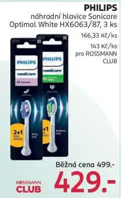 Rossmann PHILIPS náhradní hlavice Sonicare Optimal White HX6063/87, 3 ks nabídka