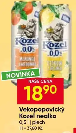 Hruška Velkopopovický Kozel nealko nabídka