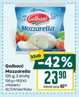 Billa Galbani mozzarella nabídka