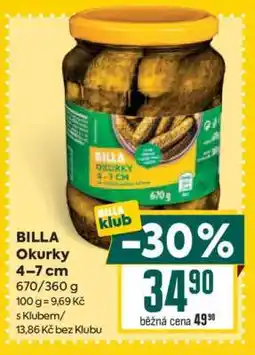 Billa BILLA Okurky 4-7 cm nabídka