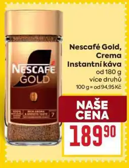 Billa Nescafé Gold, Créma instantní káva nabídka