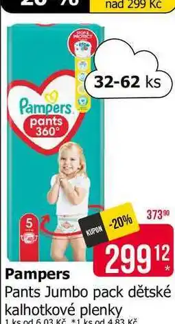 Teta Pampers Pants Jumbo pack dětské kalhotkové plenky 32-62ks nabídka