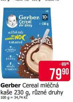 Teta Gerber Cereal mléčná kaše 230 g, různé druhy nabídka