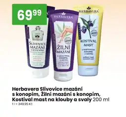 TEMPO Herbavera Slivovice mazání s konopím, žilní mazání s konopím, Kostival mast na klouby a svaly nabídka