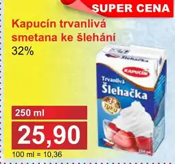 PLUS JIP Kapucín trvanlivá smetana ke šlehání 32% nabídka