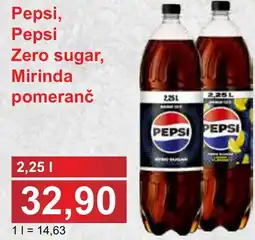 PLUS JIP Pepsi, Pepsi Zero sugar, Mirinda pomeranč nabídka