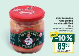 Billa Vepřové maso od Sedláka ve vlastní šťávě nabídka