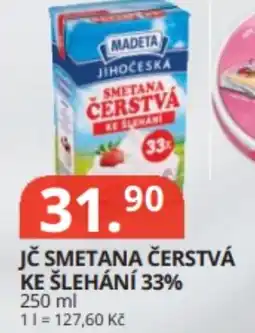 Potraviny CZ Madeta Jč smetana čerstvá ke šlehání 33% nabídka