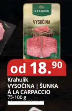 Potraviny CZ Krahulík Vysočina | šunka á la carpaccio nabídka