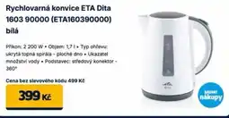 Datart Rychlovarná konvice ETA Dita 1603 90000 (ETA160390000) bílá nabídka